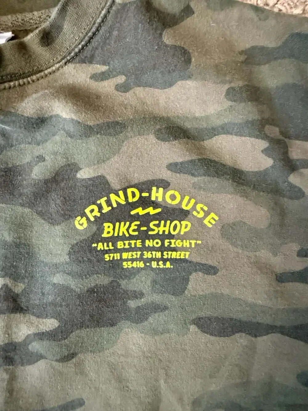 Twin Six Grind-House Bike Shop Camouflage Crewneck Sweatshirt